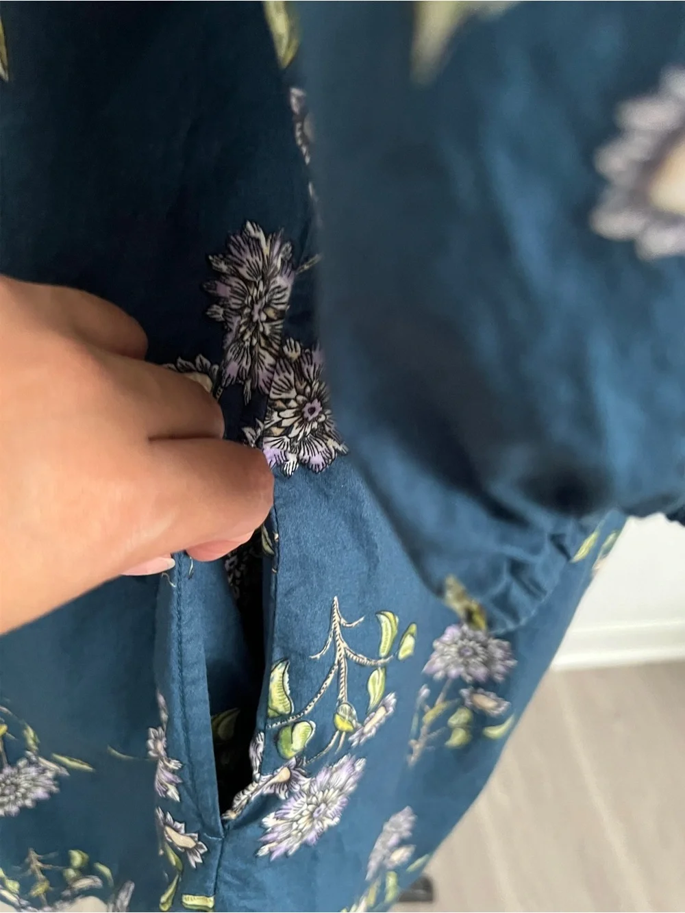 Old Navy Floral Mini Swing Dress Women’s Medium Teal Off Shoulder Peasant Boho